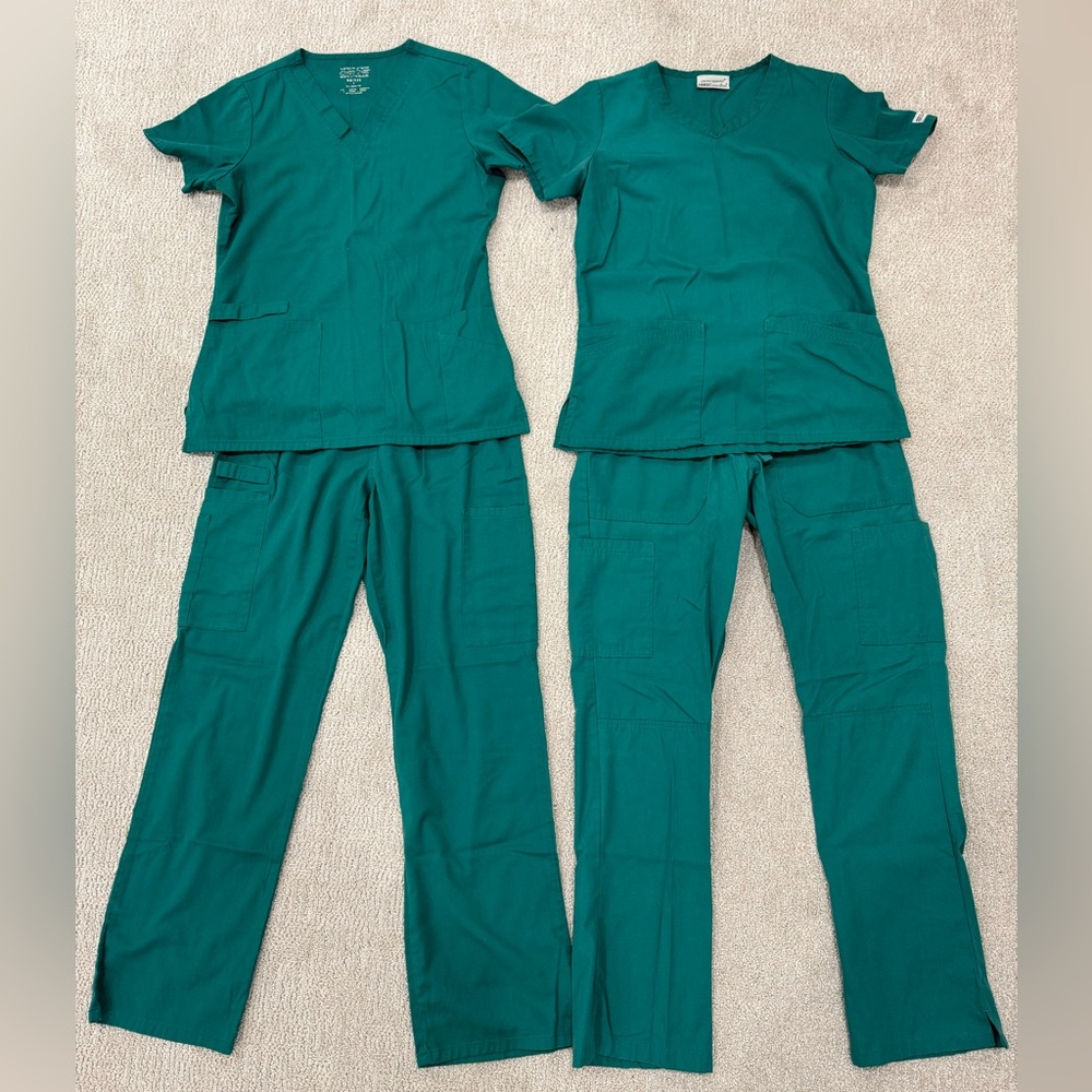 2 Sets of Hunter Green Scrubs